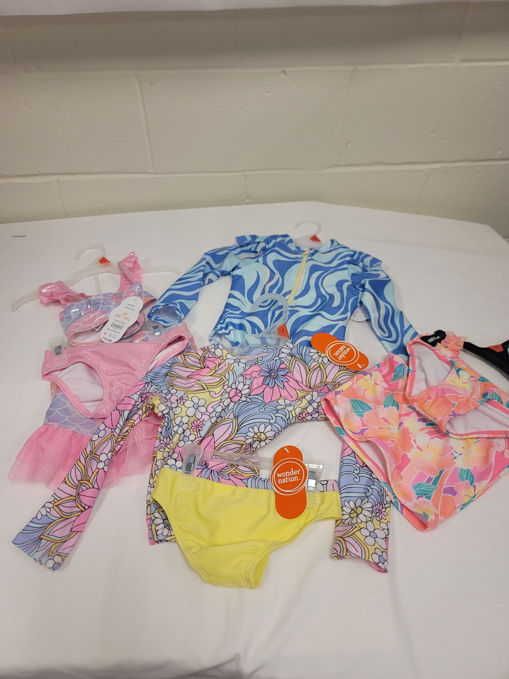 Wonder Nation Girls Yellow Bikini Bottom & Assorted Pink/Blue Swim Set